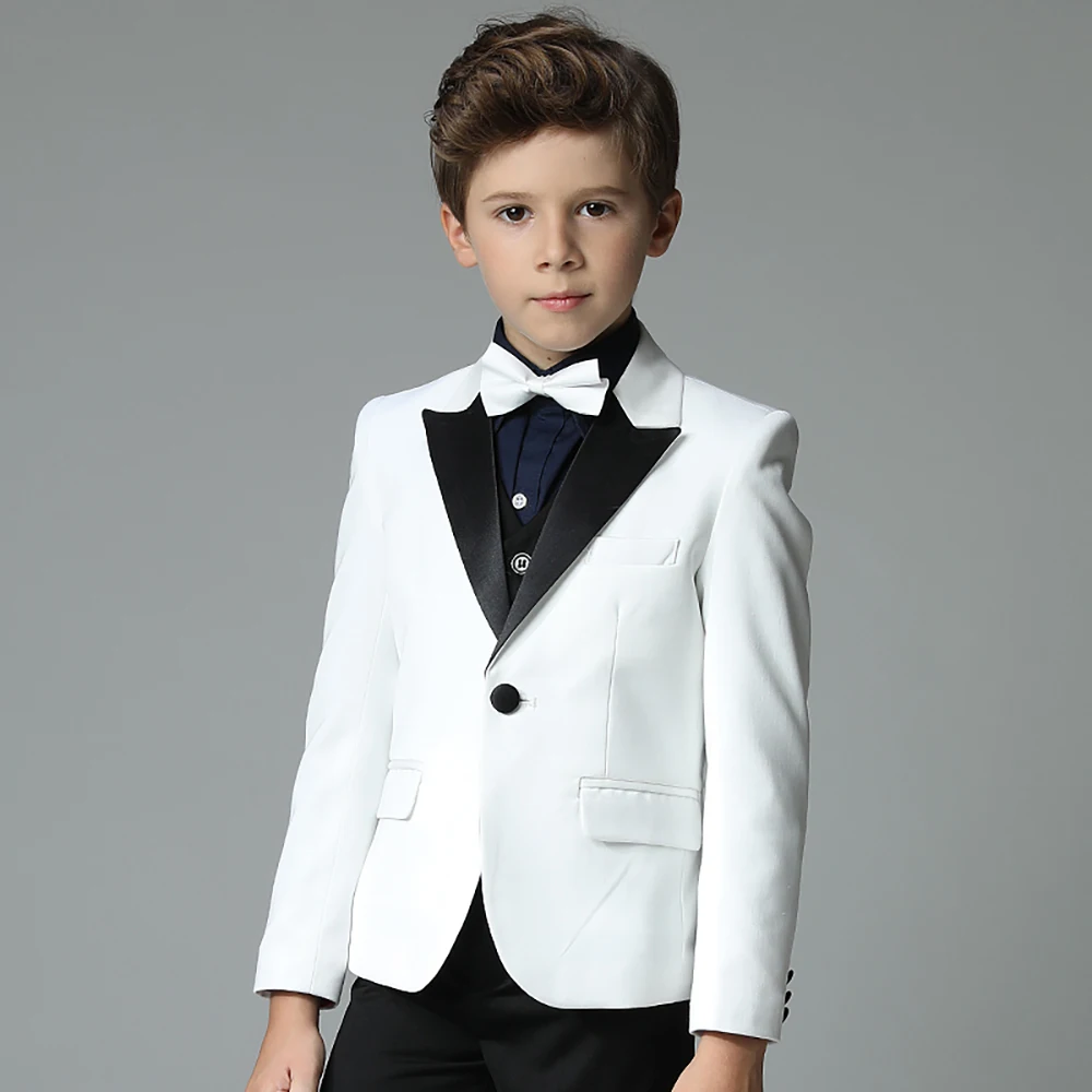 

Chic Peak Lapel Boy Suits 3 Piece Elegant Single Button Clothing Formal Party Wedding Tuxedo Fashion Prom Slim Kids Clothes