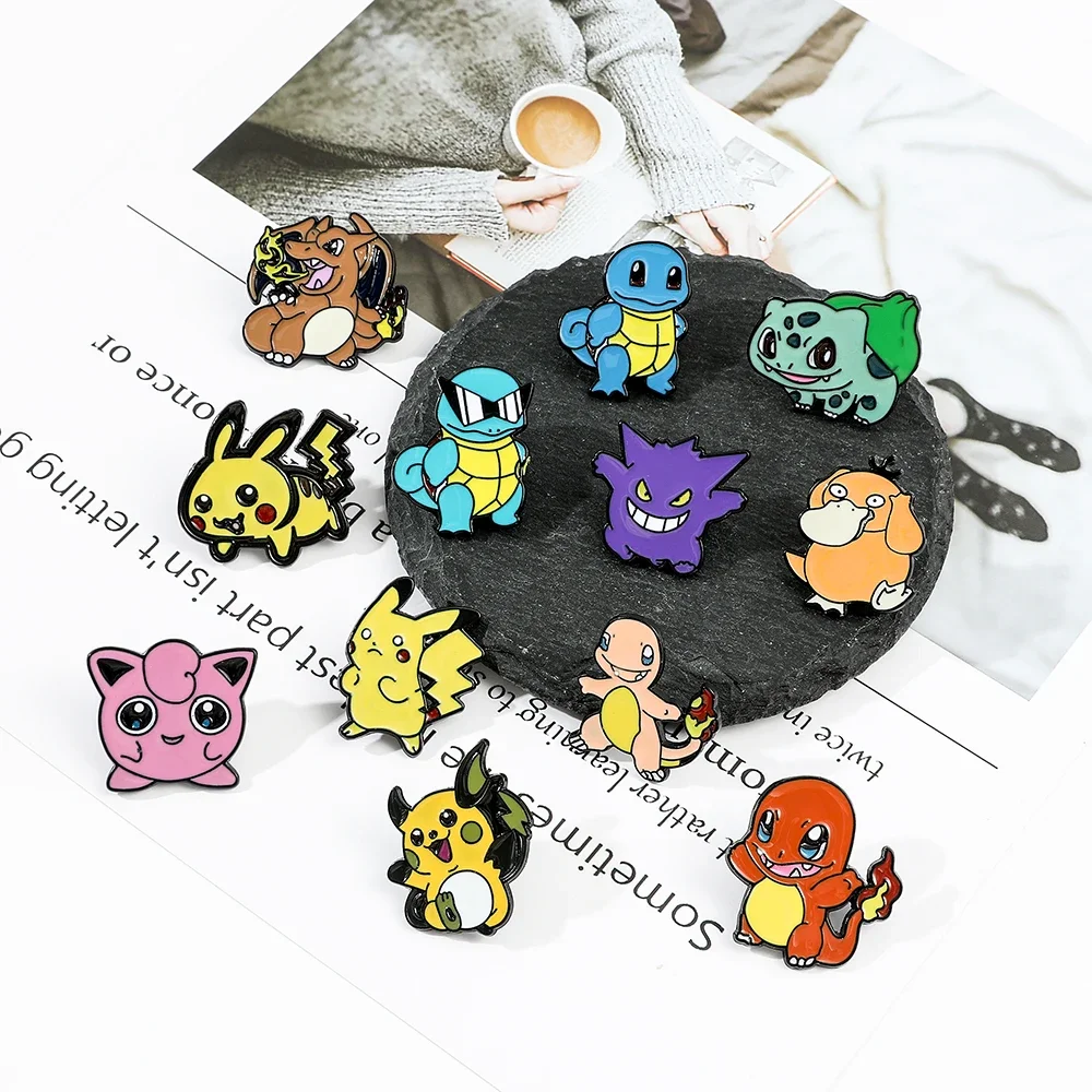 5/6PCS Cartoon Pikachu Broches Leuke Psyduck Squirtle Elf Emaille Pins Kleurrijke Badges Rugzak Kleding Accessoires