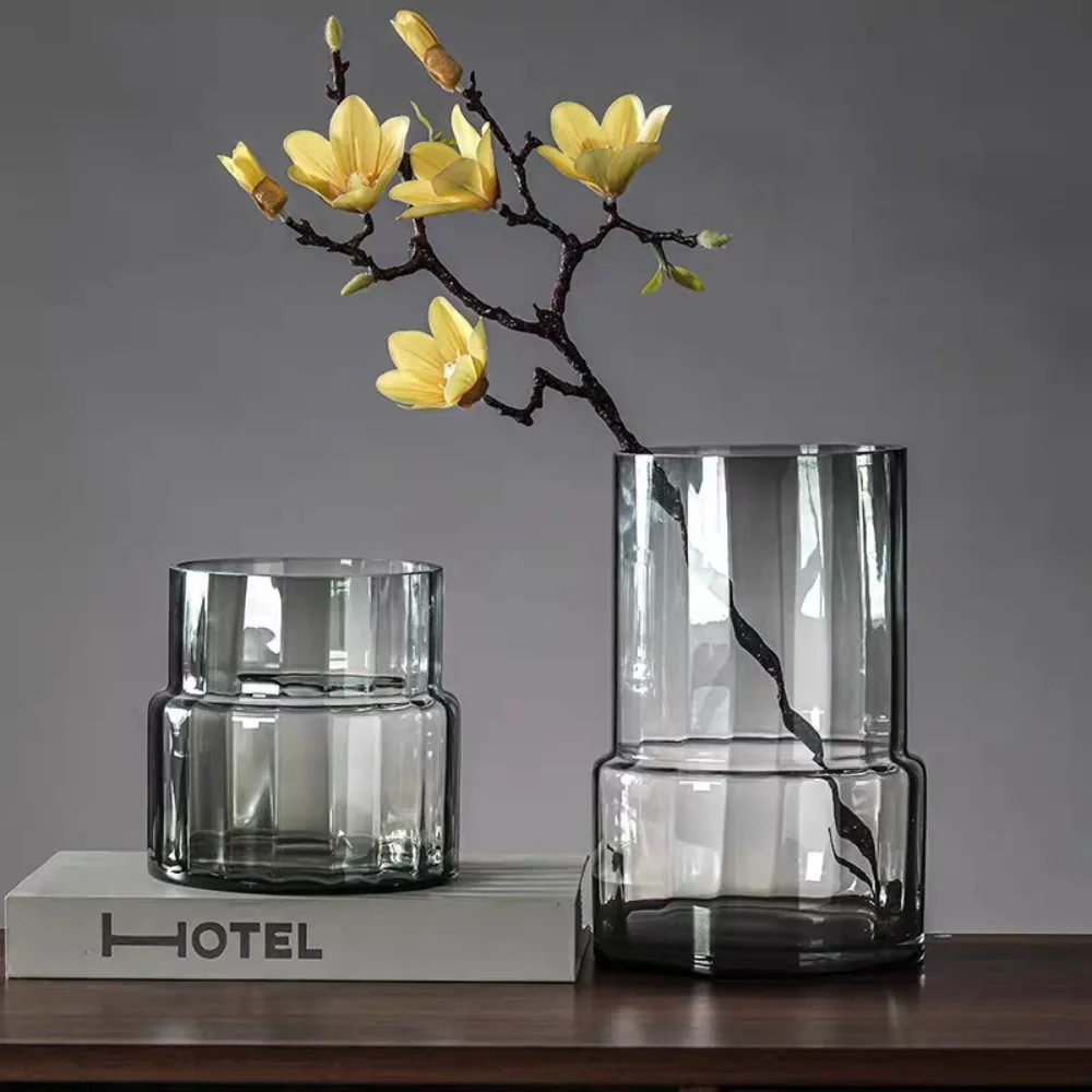 Northern Europe Glass Vase Modern Minimalist Flower Arrangement Container Living Room Kitchen Window Side Furniture Ornament