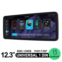 JOYING New Upgrade Replacement 12.3 Inch Universal Single 1 Din Car Radio Stereo 8GB 128GB Head Unit Tape Recorder Carplay