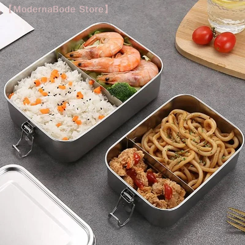 【M】304 Stainless Steel Lunch Box Bento Box Metal Food Storage Container With Locking Clasp Suitable For Work And School - view 5