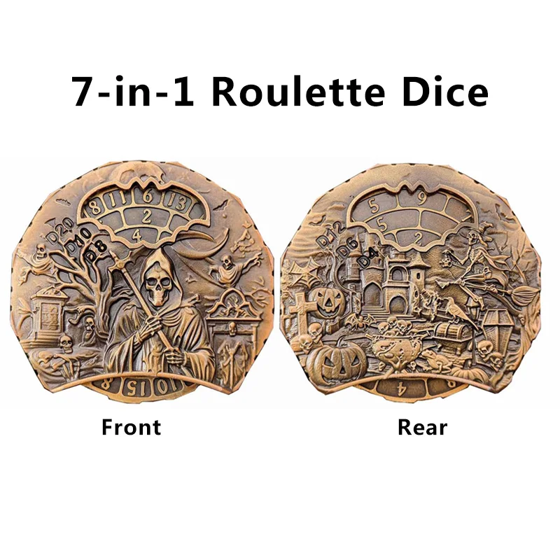Roulette Grim Reaper Finger Spinning DND Dice Digital Compass for Dungeons and Dragons Game Prop Fine Carving Table Ornaments