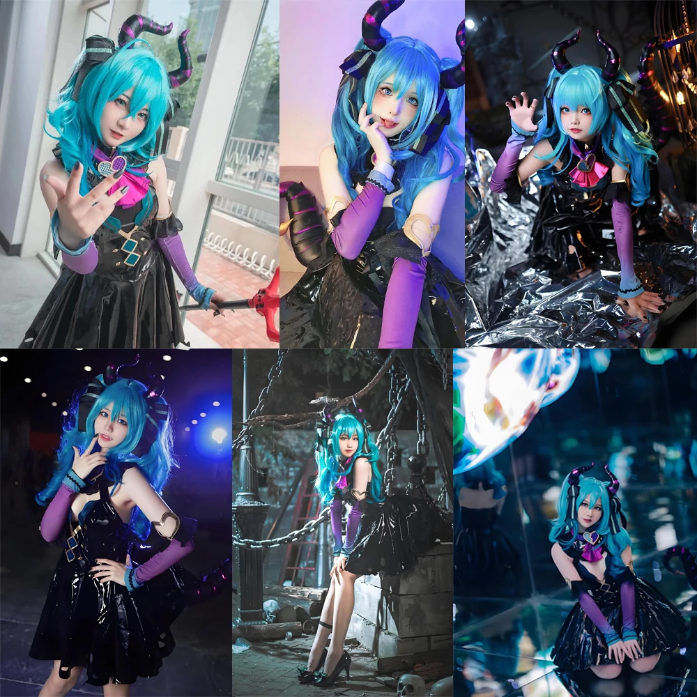 28 pollici di alta qualità Miku Cosplay capelli sintetici spirale doppia coda di cavallo carnevale di Halloween Anime parrucca sfumata blu e blu