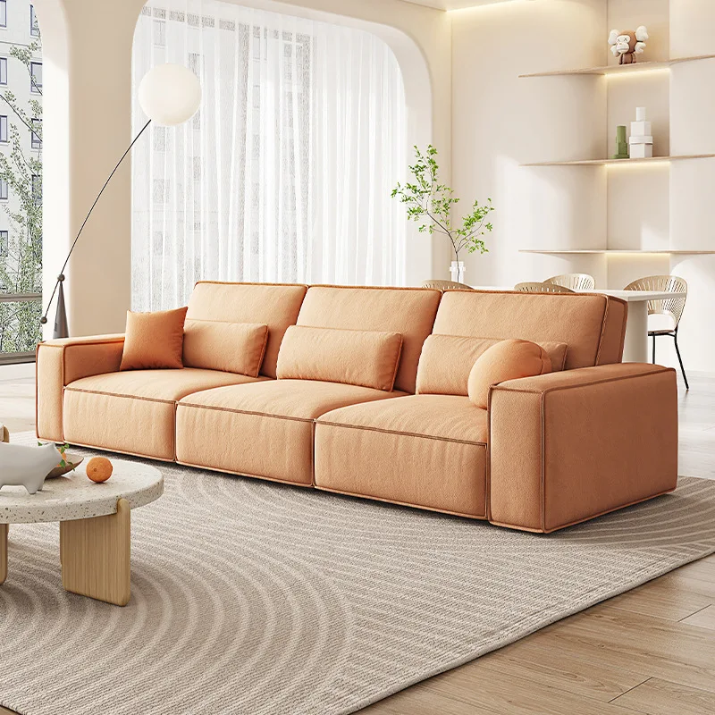 Cream style tofu block sofa, living room, small unit, straight row cat claw cloth, high backrest, Italian minimalist square sofa