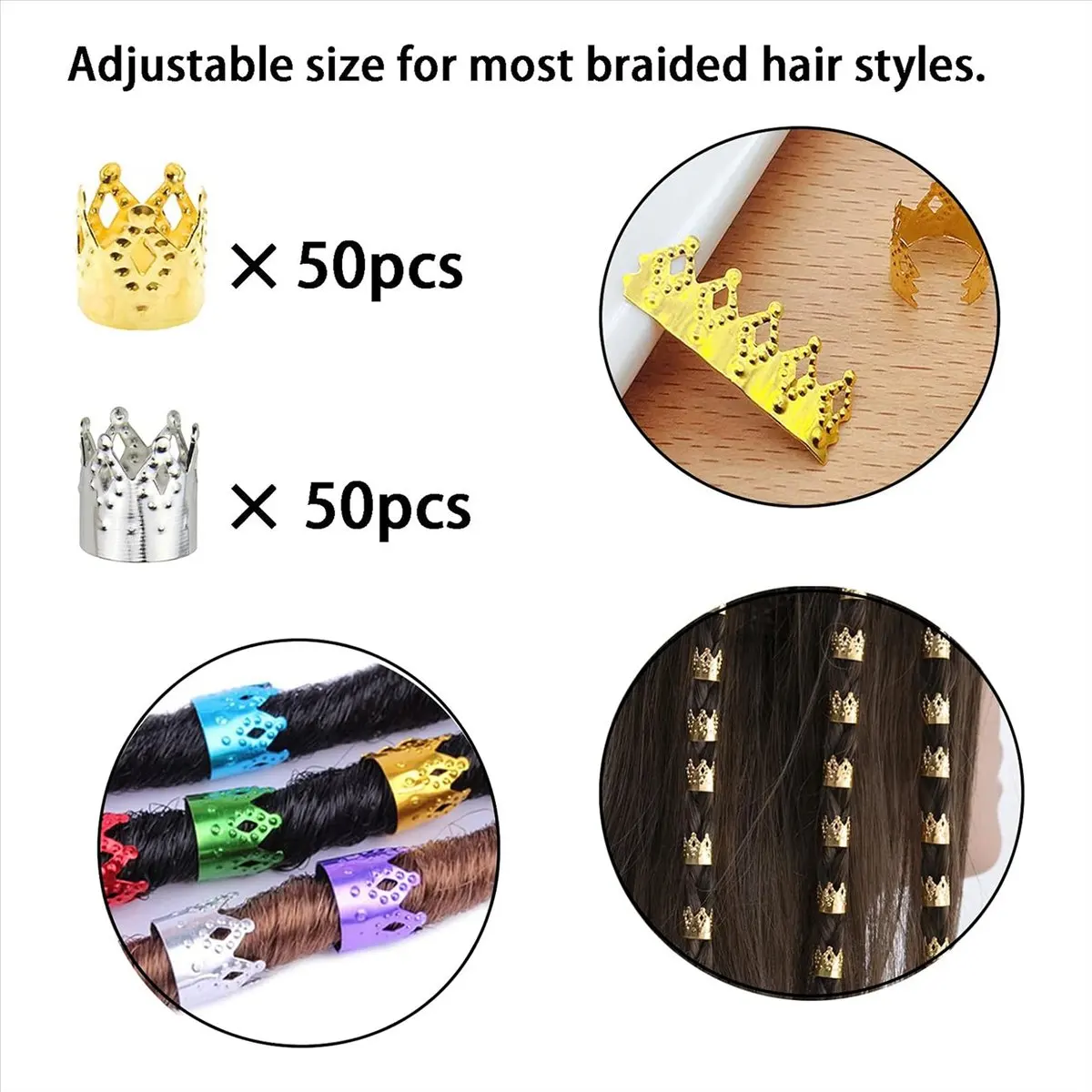 ABZT Dreadlock Crochet Hook ,100 Pieces Dreadlocks Hair Ring, 5 Pieces Hook Crochet Needles, Dreadlocks Crochet Hook