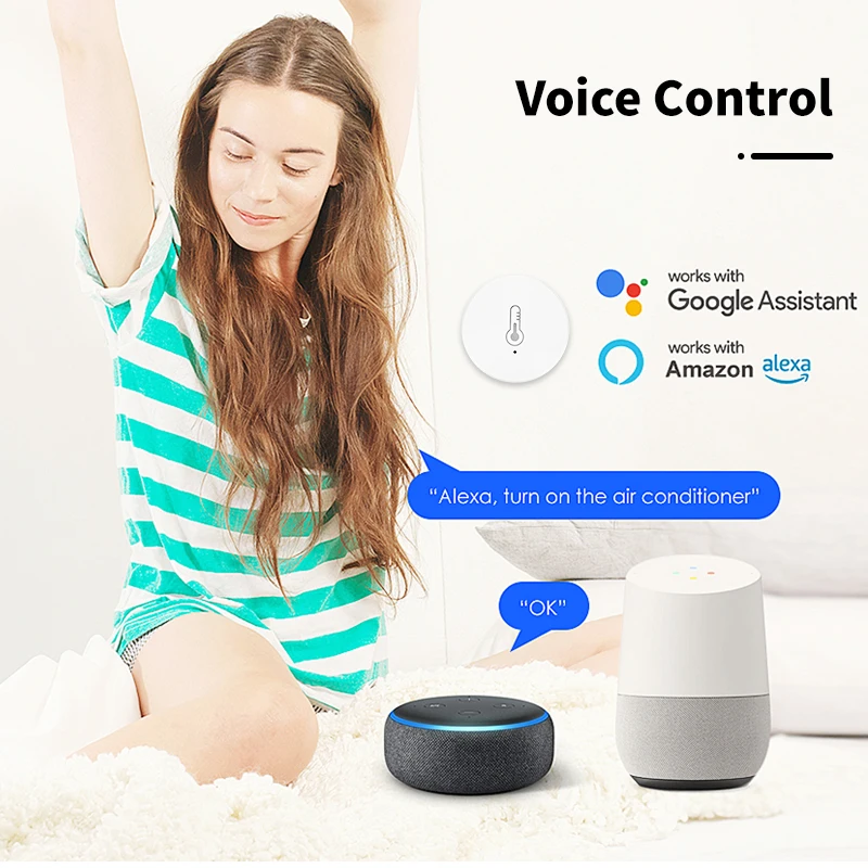 Tuya zigbee sensor de temperatura e umidade monitor remoto por aplicativo smart life alimentado por bateria funciona com alexa google assistente