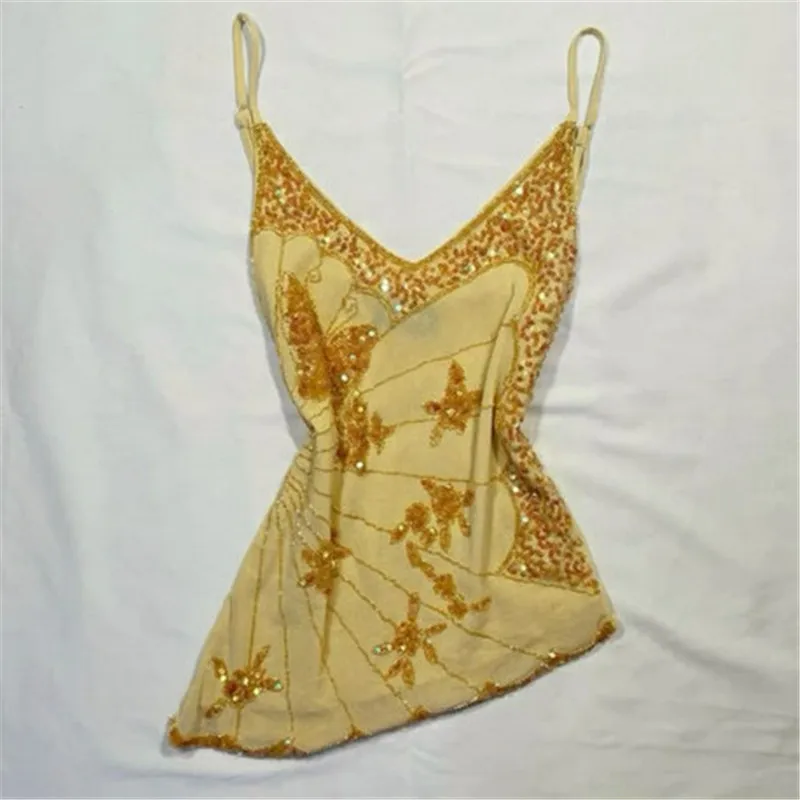 

hirigin Sexy Sequin Slim Fit Irregular Strap Tank Crop Tops Versatile Sexy Hot Girl Summer Mesh See Through Sleeveless Tee Shirt