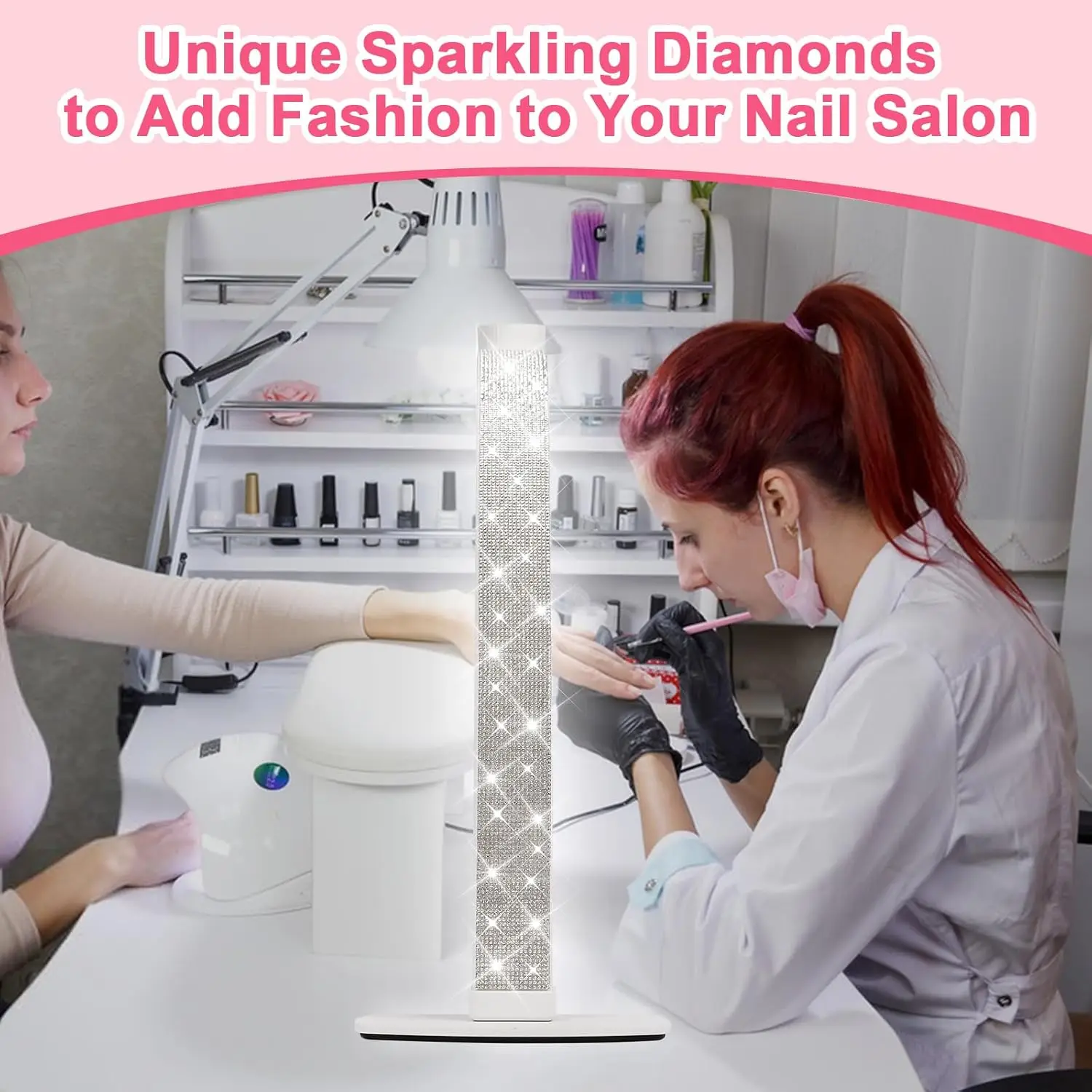 ترقية 29 بوصة ضوء نصف قمر قابل للطي مع حامل هاتف، يعتم ستبليس ودرجة حرارة اللون لمكتب الأظافر