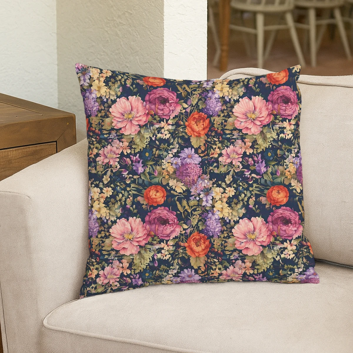 Vintage Texas Style Polyester Pillow Cover - Western Longhorn & Floral Print Decorative Cushion Case for Home Couch