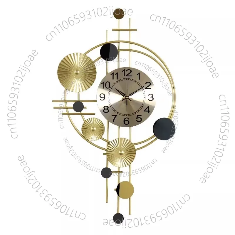 

Gold Color Wall Clock Nordic Luxury Living Room Wall Hanging Punching Restaurant Clock Household Decoration Wall Clock