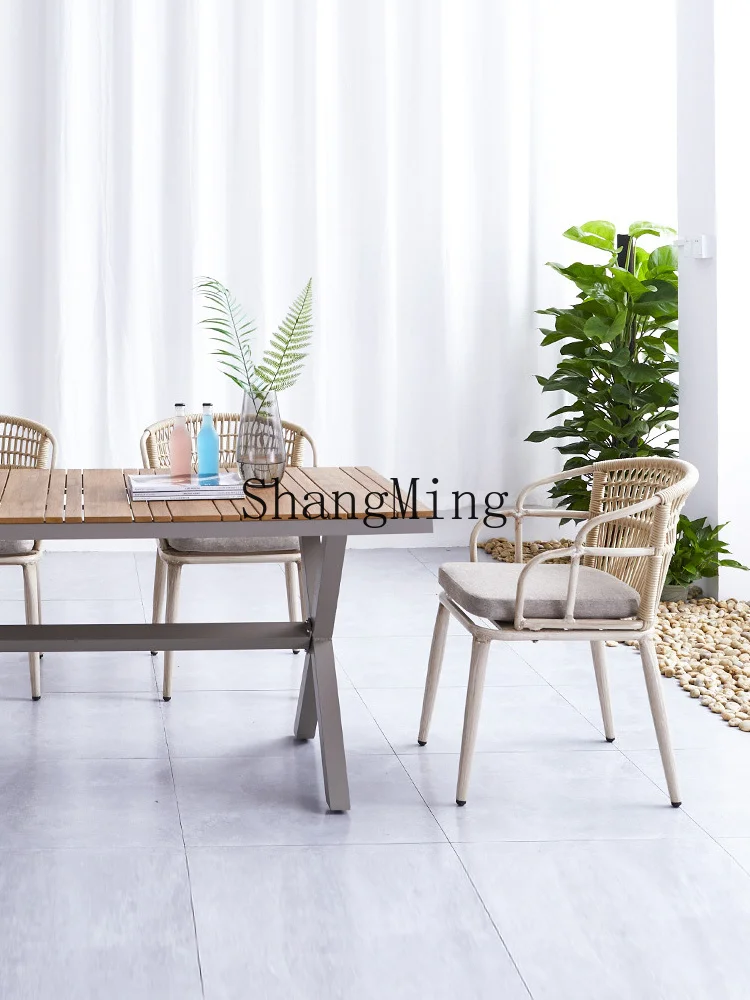 

CL Light Luxury Outdoor Table and Chair Rope Woven Homestay Outdoor Garden Courtyard Balcony Three-Piece Set Combination