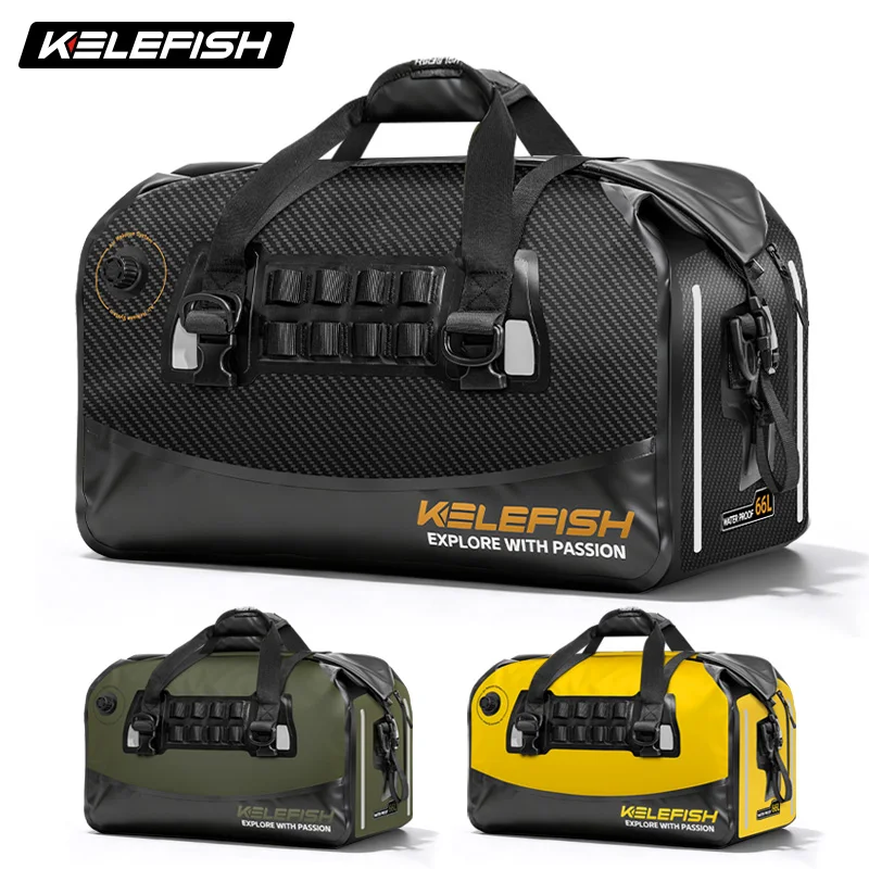 KELEFISH 20L/40L/55L/66L Motorcycle Dry Bag Waterproof Outdoor Luggage Bag Tail Duffle Bag  For Travel Cycling Camping Boating