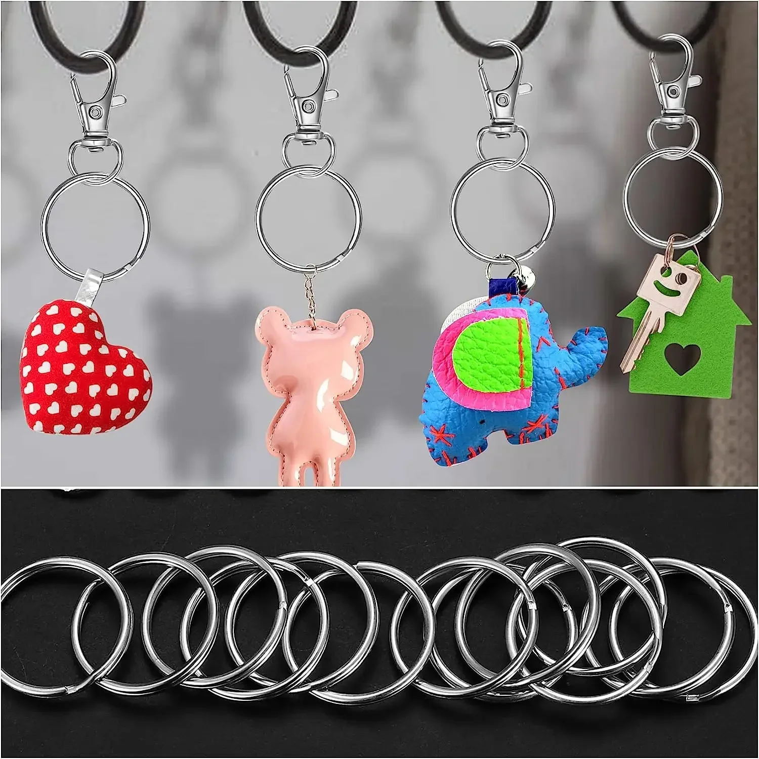 10-50pcs/lot Steel Keyring Blank Circle for DIY Keychain Jewelry Making Key Holder Split Key Ring Connector Wholesale 25/30mm