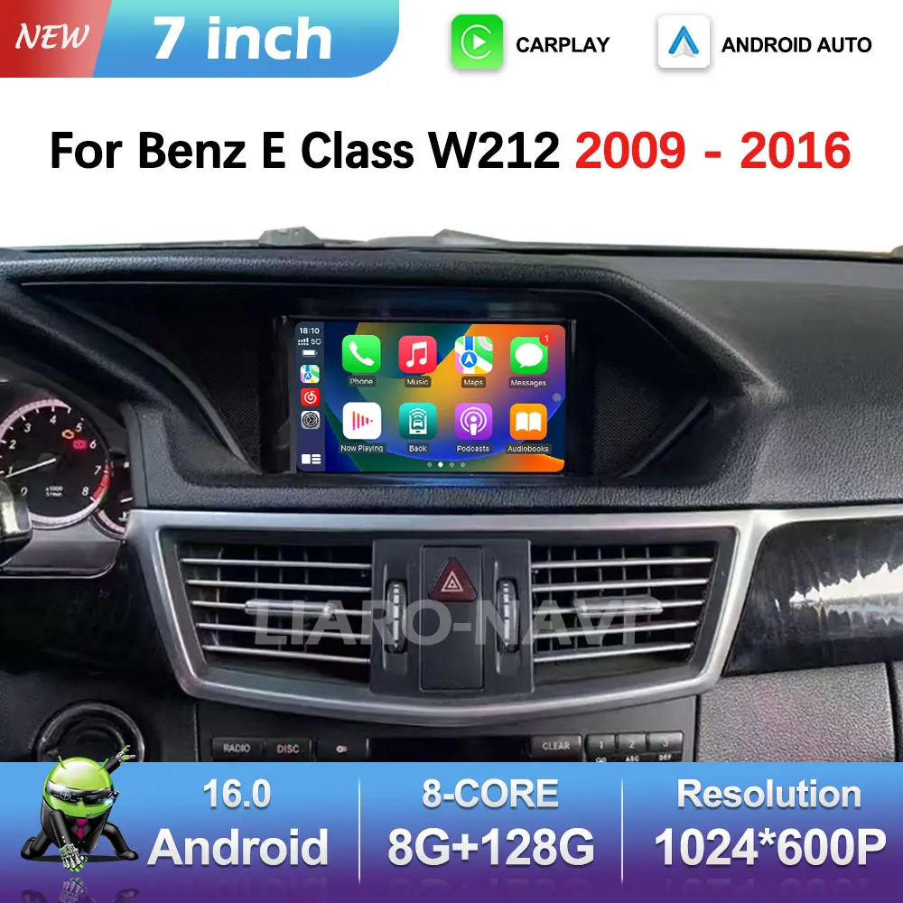 7 inch for Benz E Class W212 2009 - 2016 Android 16 Car Radio Video Multimedia Player GPS Navigation BT 4G Wireless Carplay WiFi