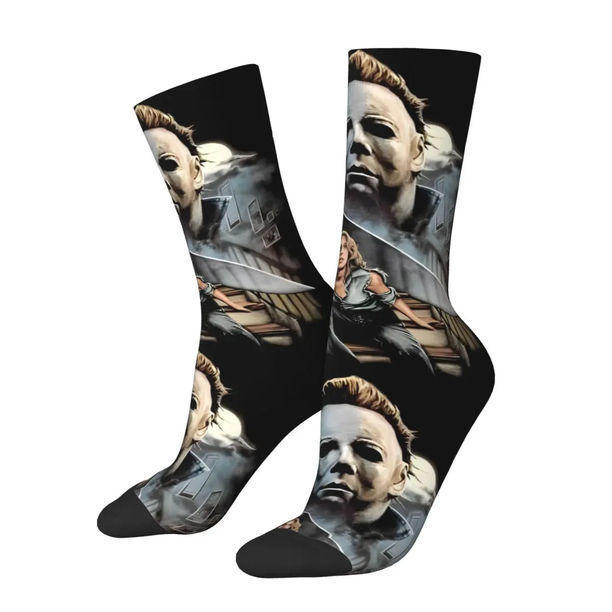 Autumn Winter Fashion Men's Women's Halloween Michael Myers Socks Horror Movie Non-slip Middle Tube Socks