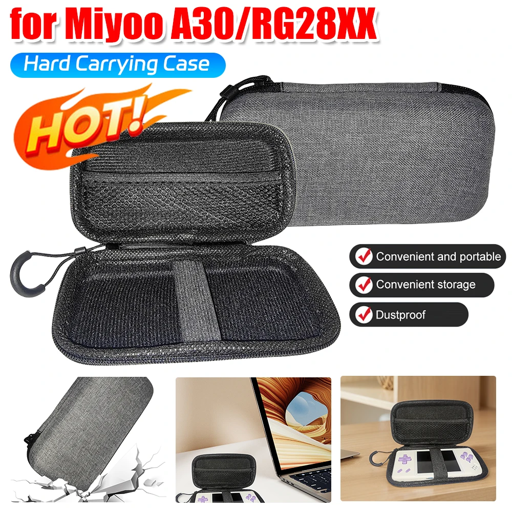 EVA Hard Carrying Case Shockproof Travel Carry Bag Anti-scratch with Hand Rope for Miyoo A30/RG28XX Retro Handheld Game Console