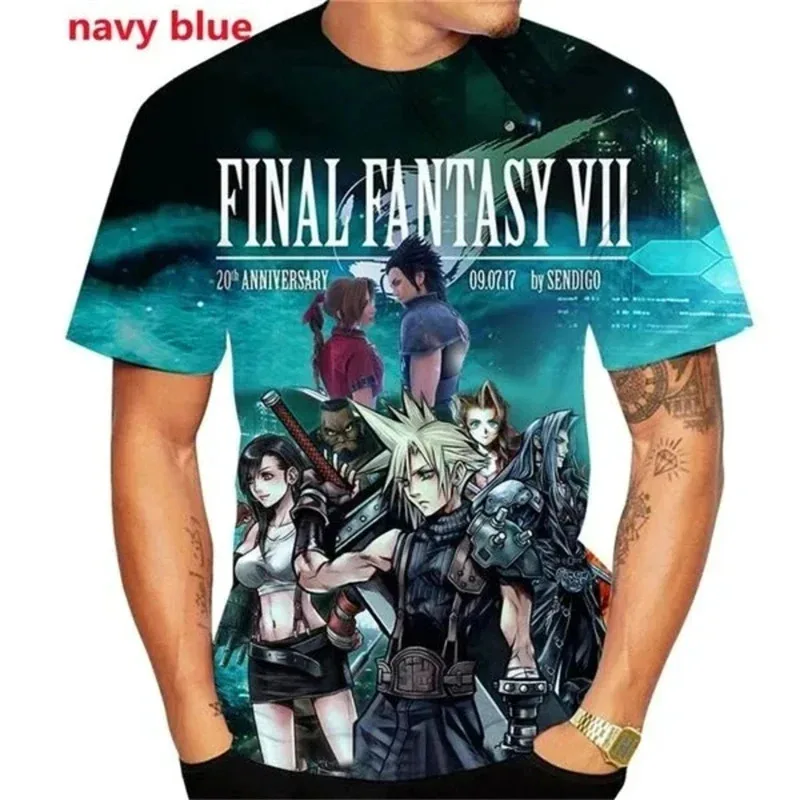 حار لعبة فاينل فانتسي ثلاثية الأبعاد مطبوعة تي شيرت الرجال النساء عادية Harajuku قصيرة الأكمام س الرقبة المتضخم تنفس للجنسين الشارع الشهير