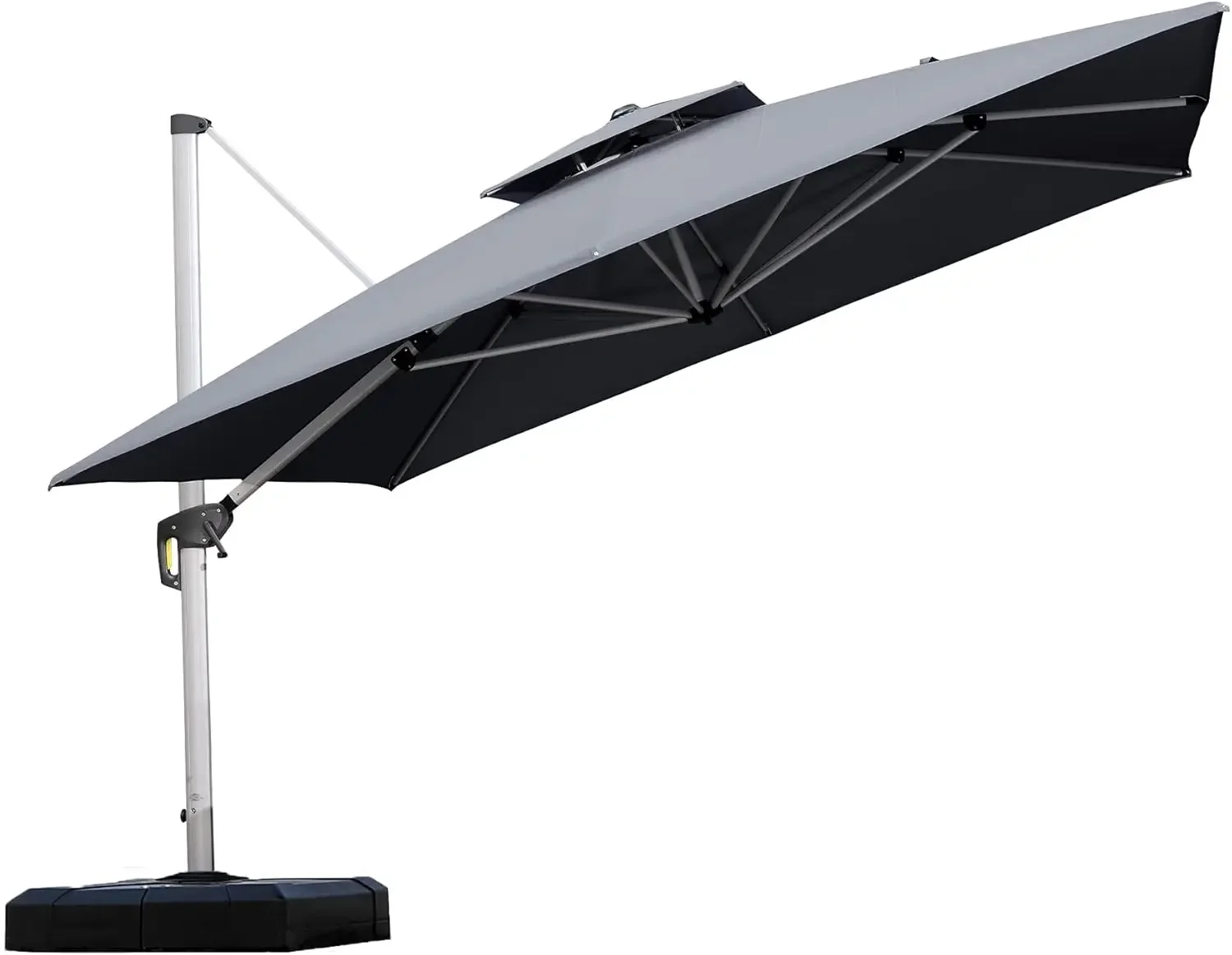 11 Feet Double Top Deluxe Square Patio Umbrella Offset Hanging Umbrella Cantilever Umbrella