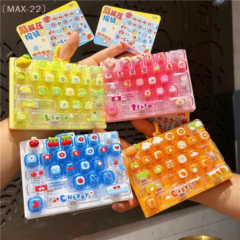 26 Grid Keyboard Clicker Keychain Cute Decompression Anti-Anxiety Push Button Toy Bag Hanging Ornament For Students Daily Use