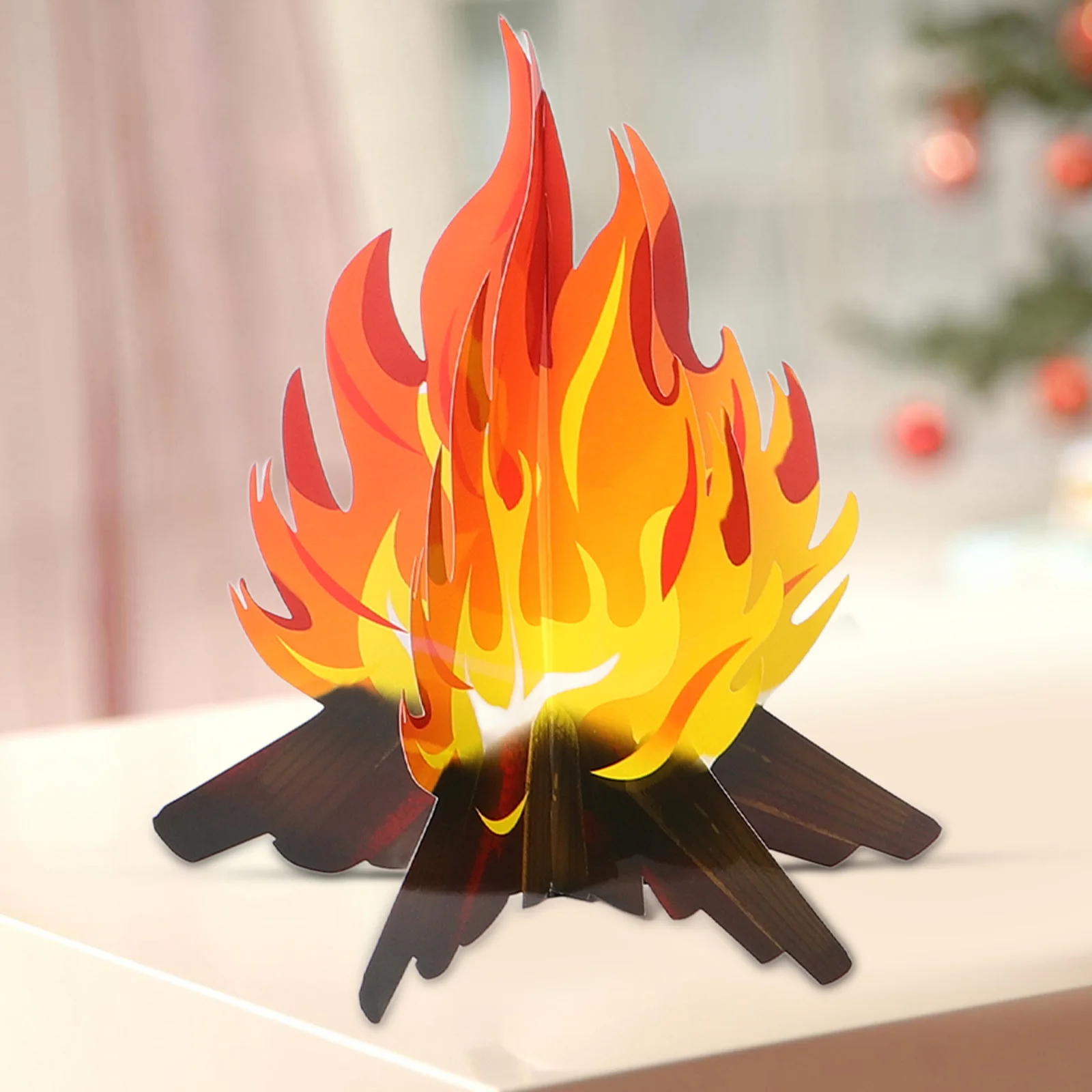 

6pcs 3D Campfire Decoration Artificial Flame Centerpiece For Christmas Halloween Party Indoor Outdoor Use Fake Fire Pit Decor