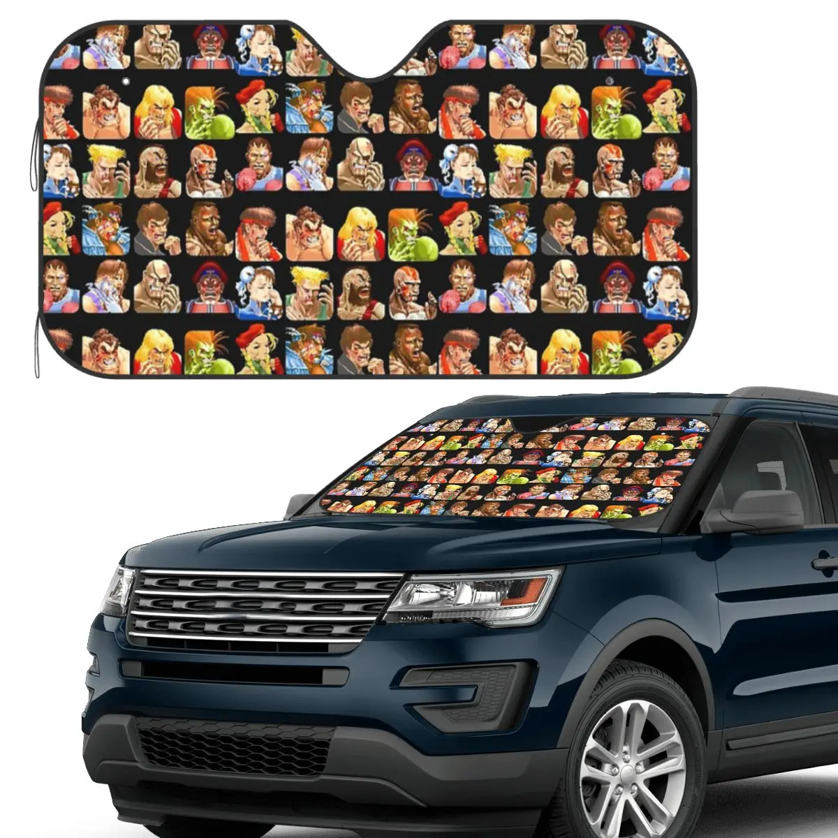 

Defeated Portraits Super Street Fighter Sunshade Windscreen Car Front Windshield Window Sun Visor Accessories Covers