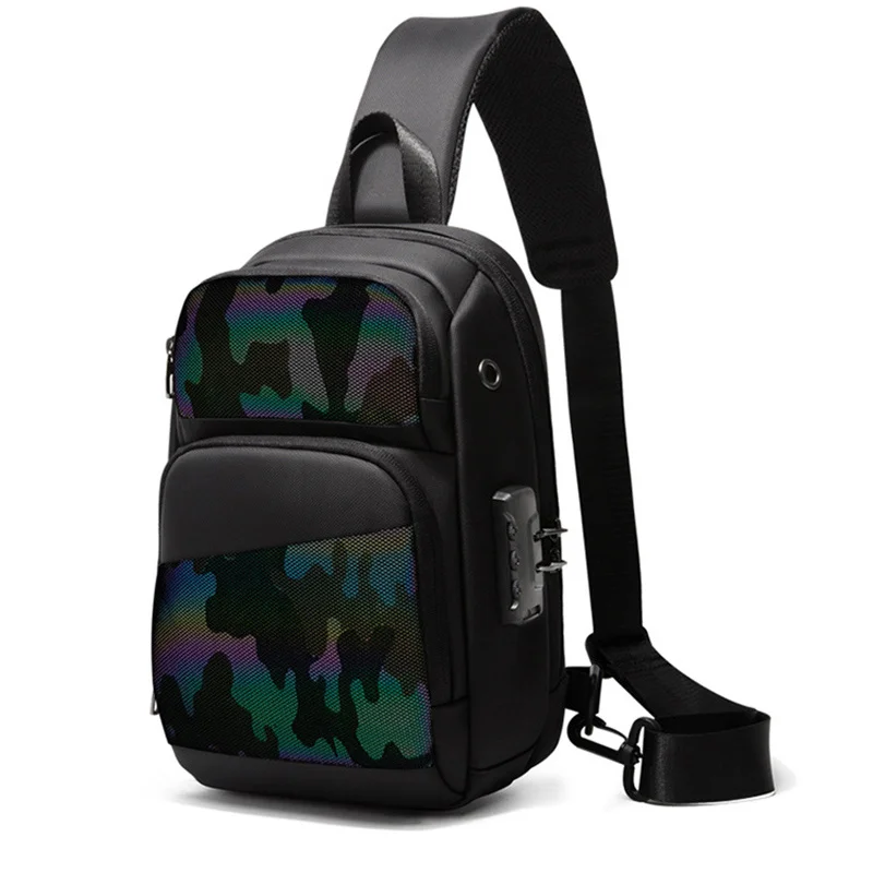 2024 Colorful Men's Chest Bag Safety Reflective Design Crossbody Bags Multifunctional Waterproof Packs Anti-theft Pocket