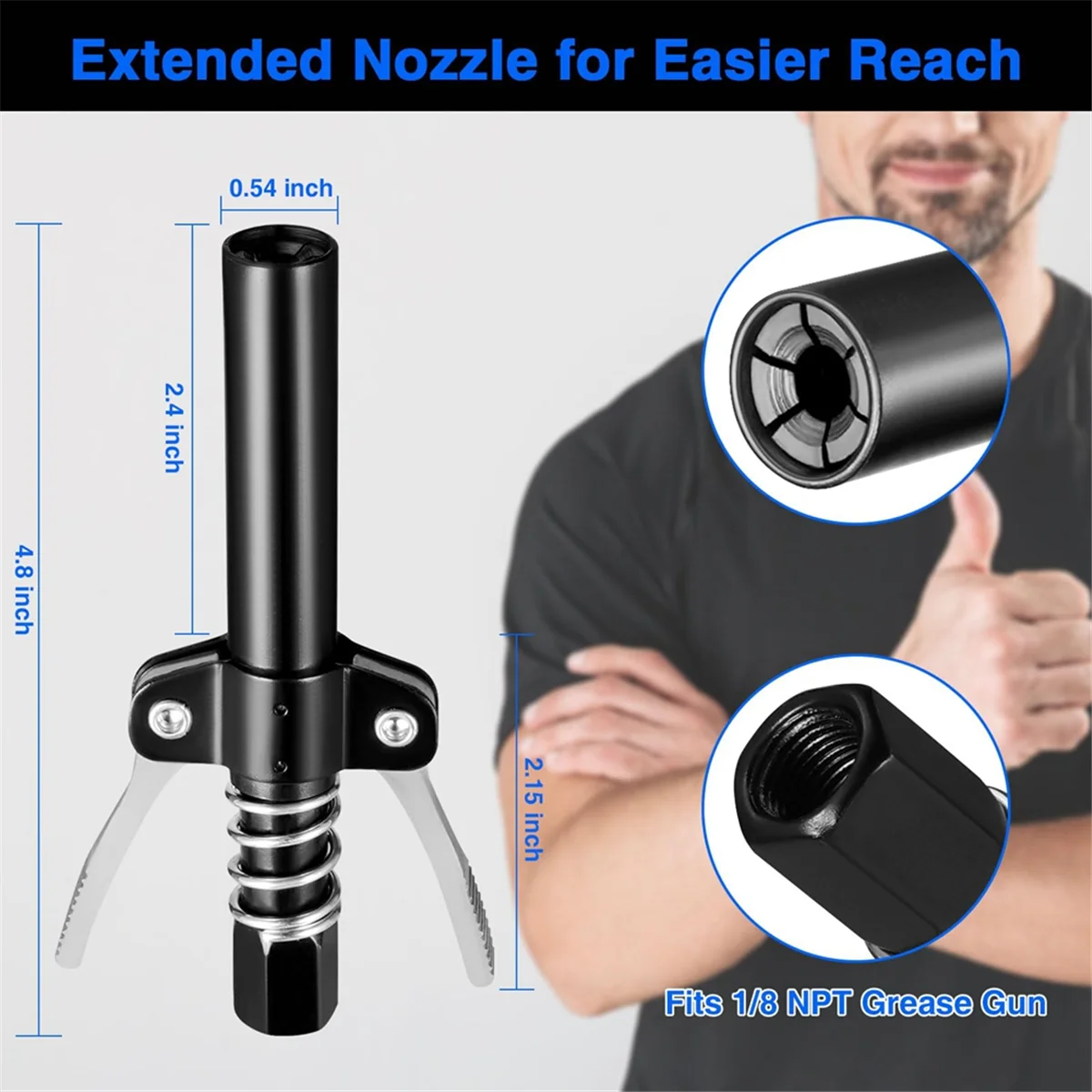 Grease Coupler Adapter Set, Needle Grease Tips, Grease Needle Nozzle,Grease Injector Needle for All 1/8inch NPT Fittings