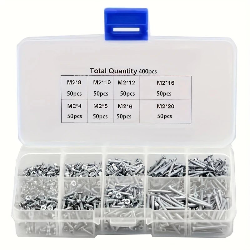 400pcs Self Tapping Wood Screws Set Flat Head Sheet Metal Screw Self Tapping Screws Assortment Kit image 5
