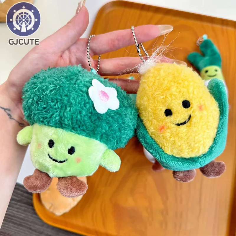 LLavero de juguete de felpa vegetal de simulación, colgante de brócoli de maíz de dibujos animados, llavero de muñeca de peluche suave, mochila, bolsa de coche, decoración, regalo para niños