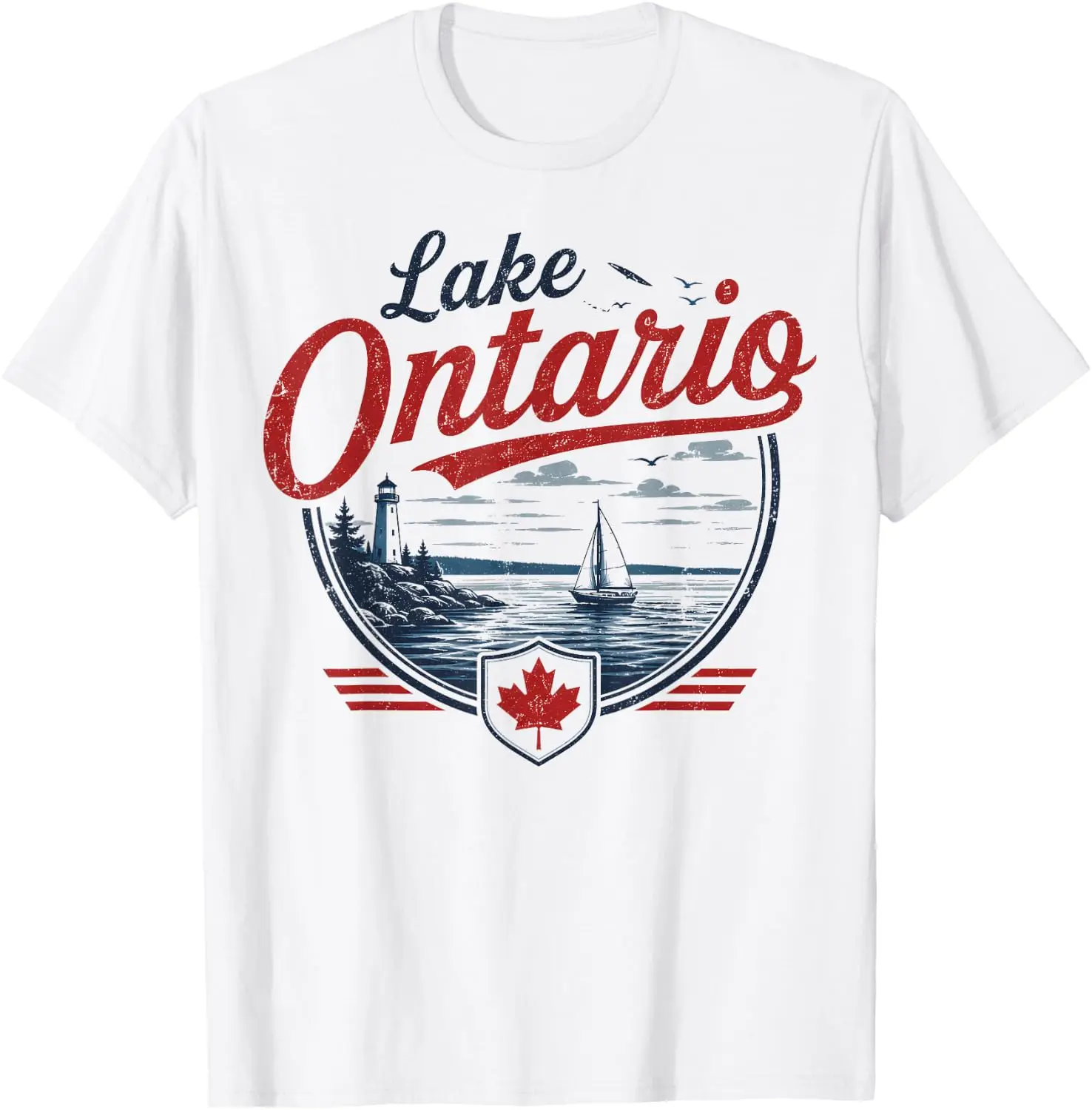 Ontario, Vintage Canadian Great Lake Retro T-Shirt Cute Halloween Pumpkin Short-Sleeve Tee: Fun, Breathable, Pure Cotton, Stylish—Perfect for Sports, Lounging, or Casual Wear.