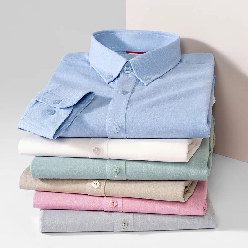 

Hight quality linen-cotton long sleeve shirts for men solid color casual tops soft fashion korean elegant white clothes