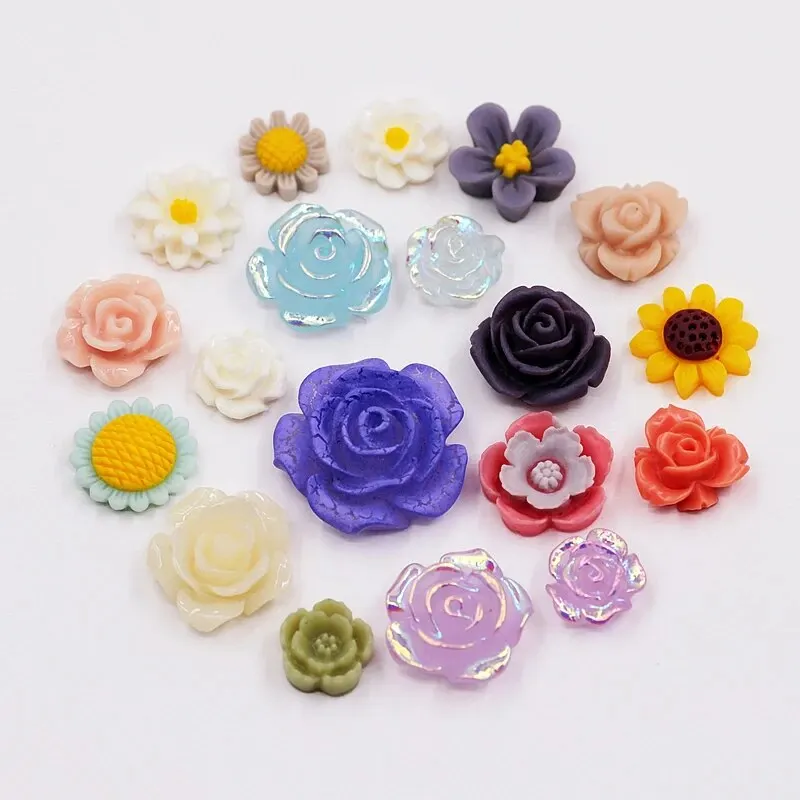 Flowers Silicone Mold Flower Resin Phone Case Head Rope Hair Card Jewelry Accessories Mold Flower Chocolate Cake Silicone Mold