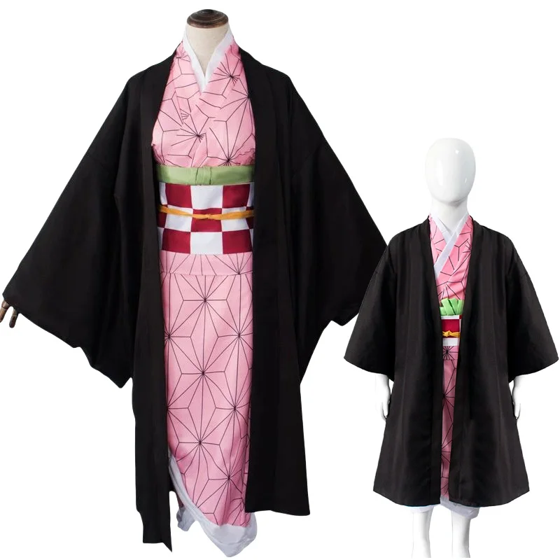 

Kamado Nezuko Cosplay Demon Slayer Cosplay Costume Wig for Children Adults Anime Role Playing Dress Outfits for Women Girls