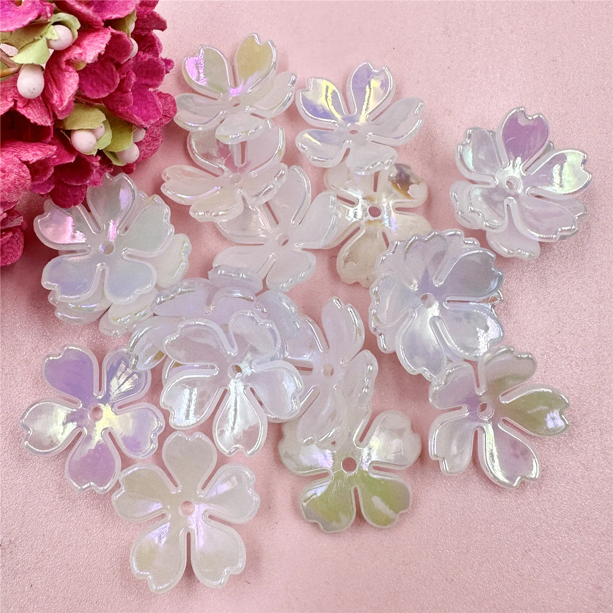 20Pcs 18mm Gradual Change Acrylic Beads Caps Jewelry Findings Charms Bracelets Spacer Beads for Jewelry Making