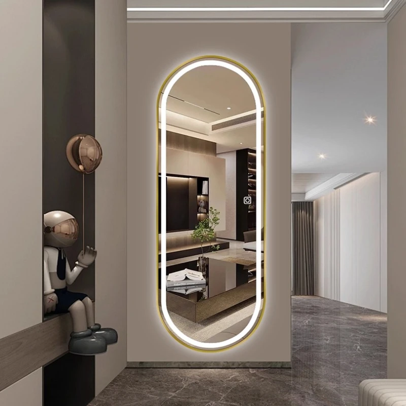 مرايا حائط بمصباح LED حديث وبسيط، مرآة مكياج خفيفة، مرايا أرضية كبيرة لكامل الجسم، مرآة حمام لتزيين الغرفة #5