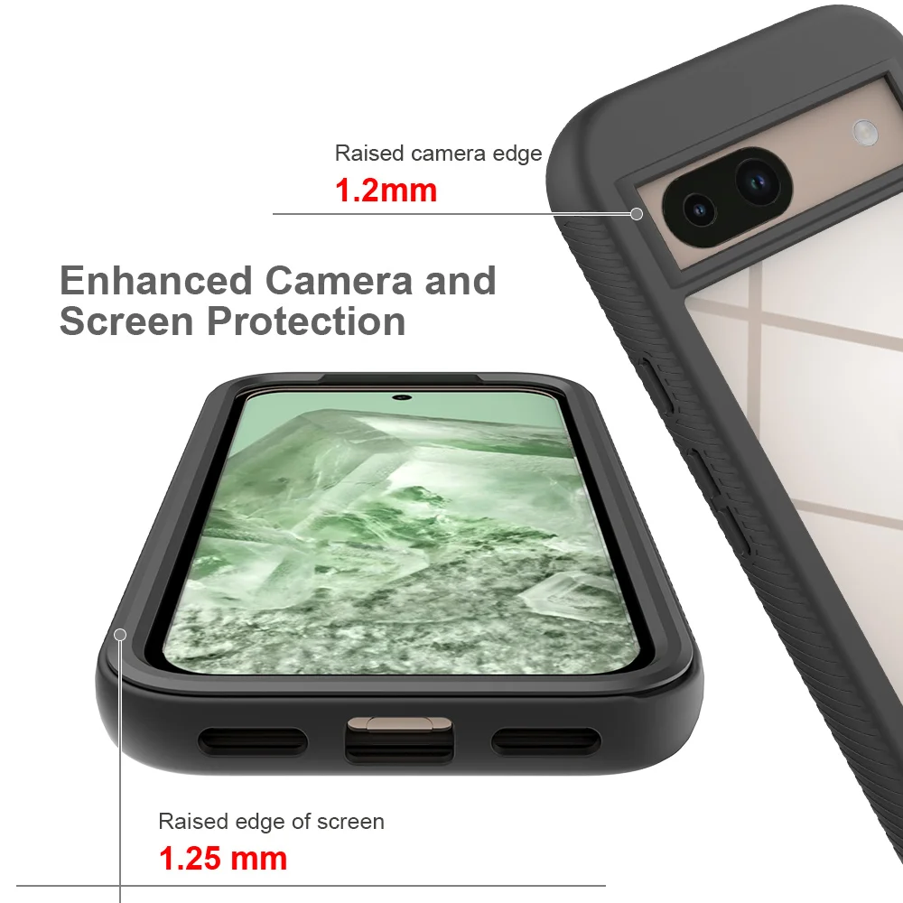 Hybrid Rugged Armor Shockproof Case For Google Pixel 8A 7A 6A 6 7 8 Pro TPU Bumper Transparent Acrylic Hard Plastic Back Cover