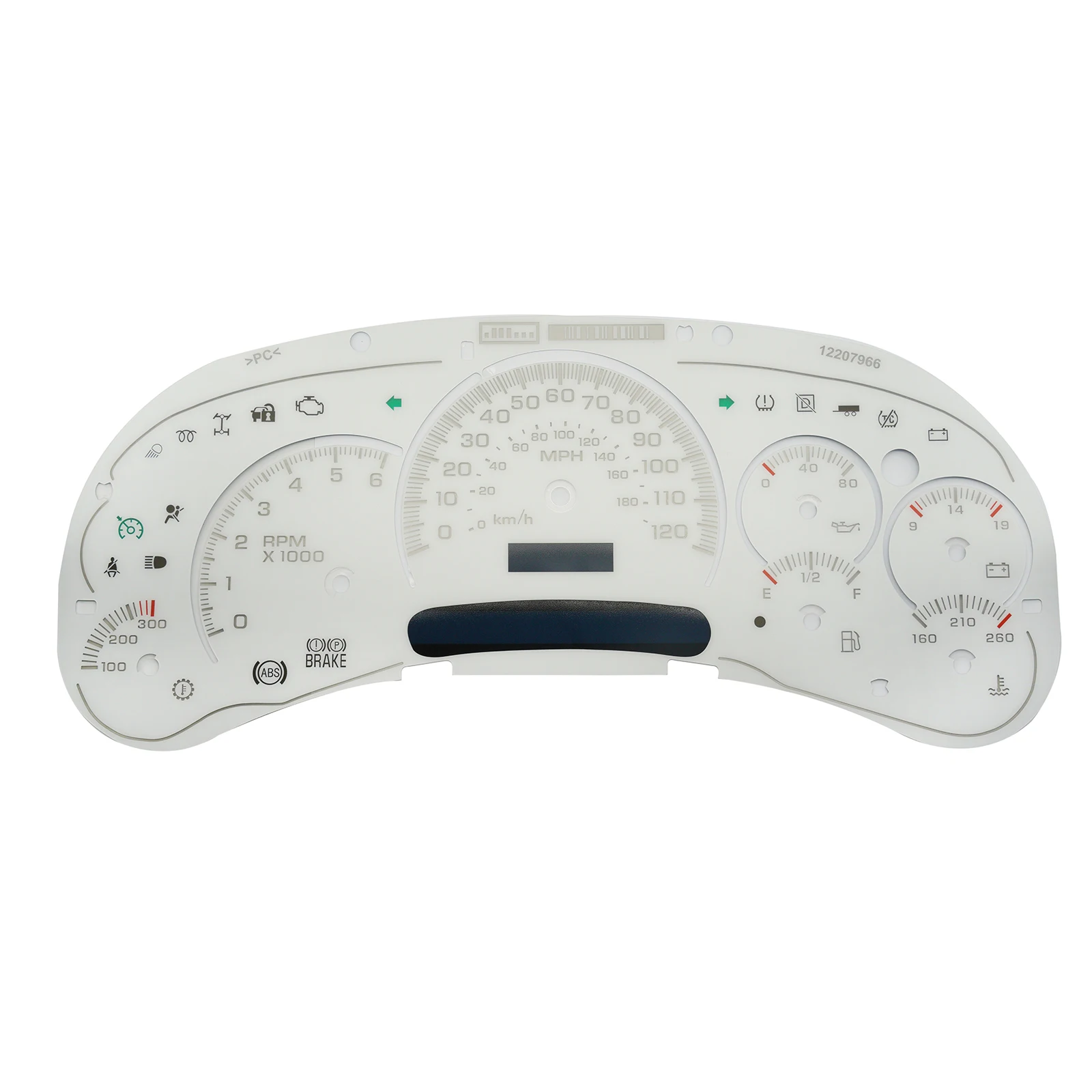 

For GM Silverado Sierra Tahoe White Gauge Face Overlay LED Version Trans Temp ，White Gauge Face Overlay For GM