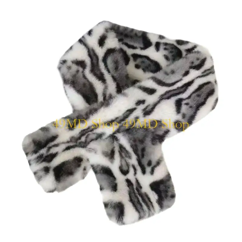 49MD Autumn Winter Leopard Print Scarf Plush Comfortable Unisex Fashion Statement