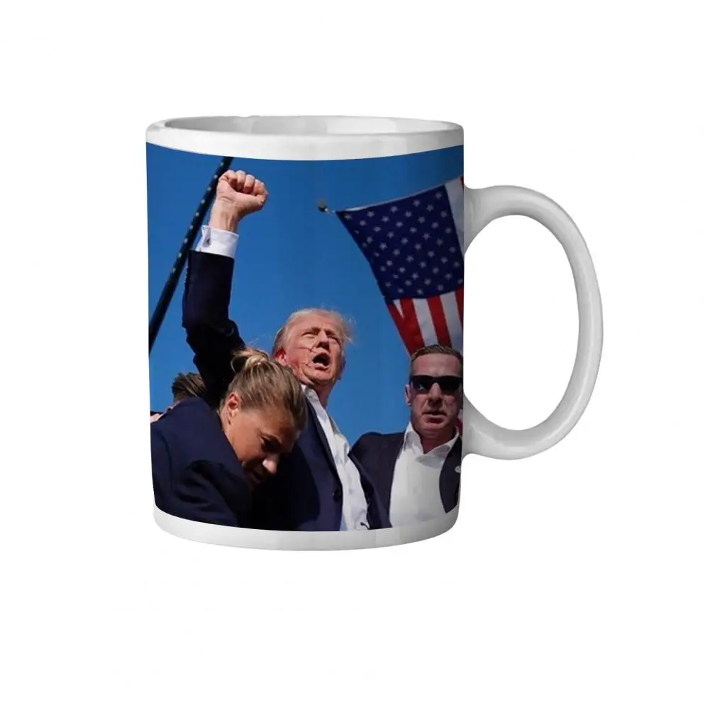 Novelty Trump Cup Trump Ceramic Coffee Cup Set Strong Fist Pump Shot Survivor Double-sided Design Gift Mug for Home for Trump