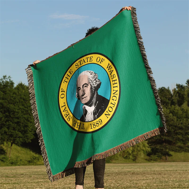 

Gaslight Gatekeep Girlboss Washington United States of America Jacquard Fringed Woven Throw Blanket