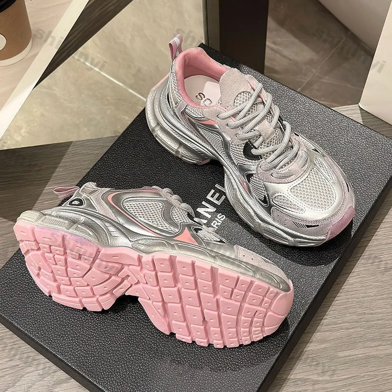 Increase Height Chunky Sneakers Women 2026 Summer New Breathable Vulcanized Shoes Non Slip Comfortable Casual Sport Shoes