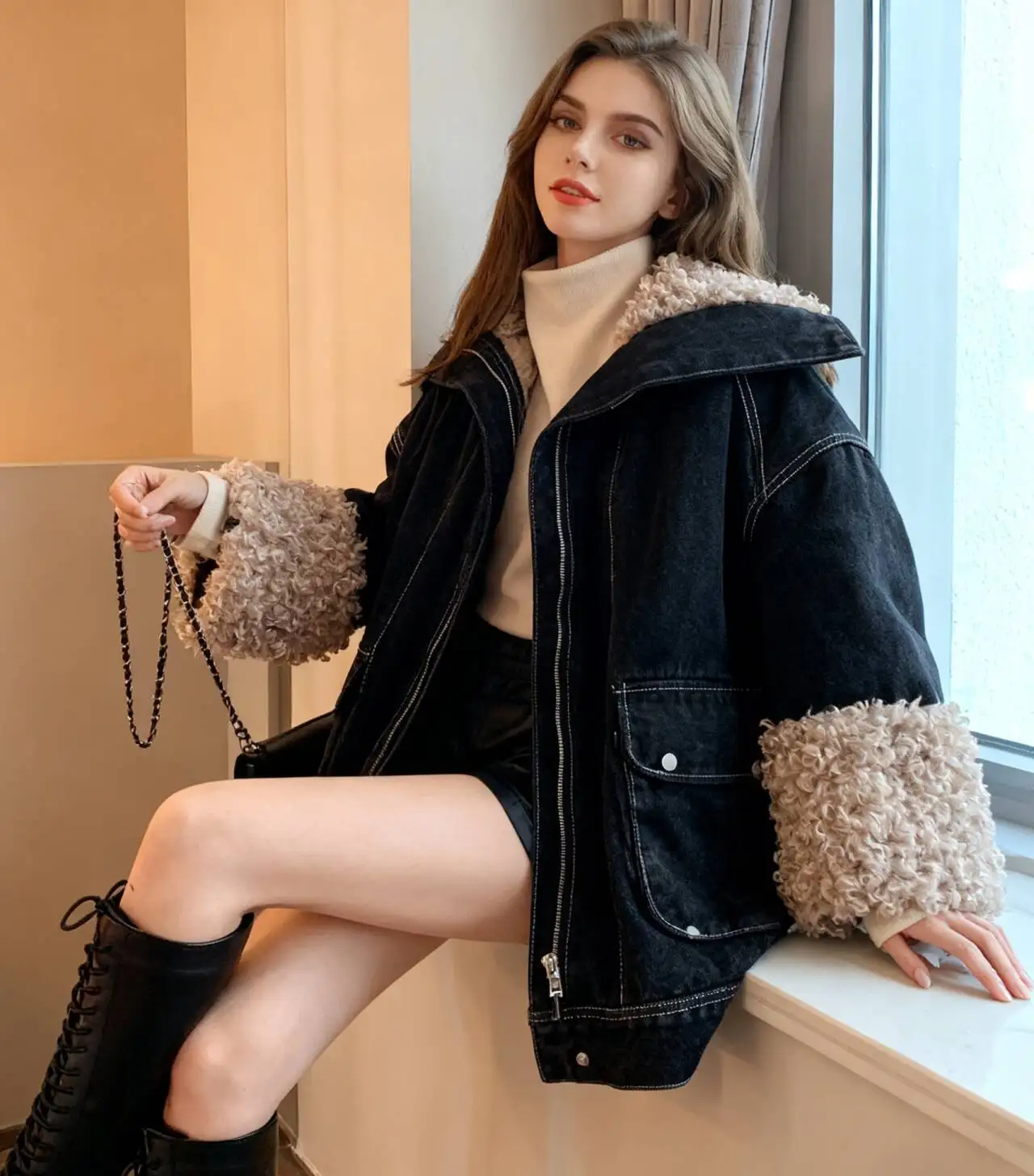 

Parkas Womens Street Autumn Linen Lining Buttoned Fitted Cropped Layered College Uniform Cleanfit Simple Comfortable Youthful OL