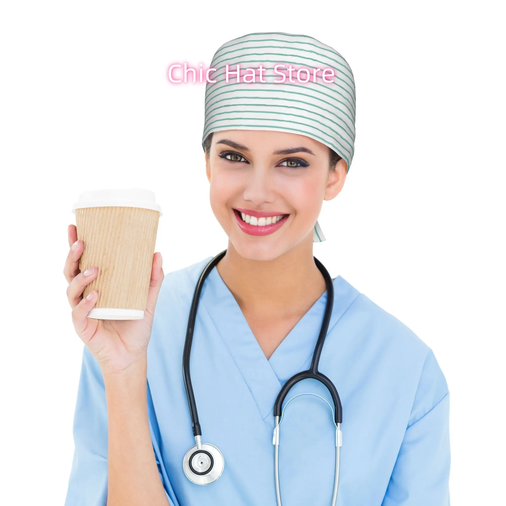 Slim Aqua And White Stripes, Third Edition. Showcase Your Profession with Pride. The Contemporary Work Cap Designed for Nurses A