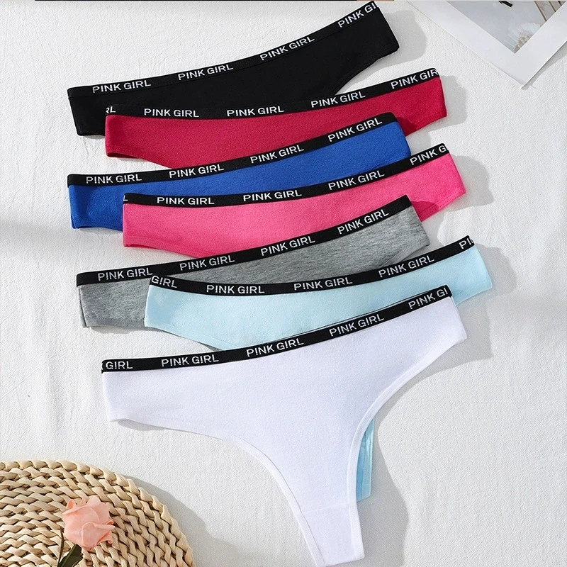 7 قطعة سراويل النساء القطن سيور الملابس الداخلية النسائية منخفضة الارتفاع g-سلسلة السيدات مثير بيكيني 7 اللون الفتيات سراويل لينة العشير XS-L #3
