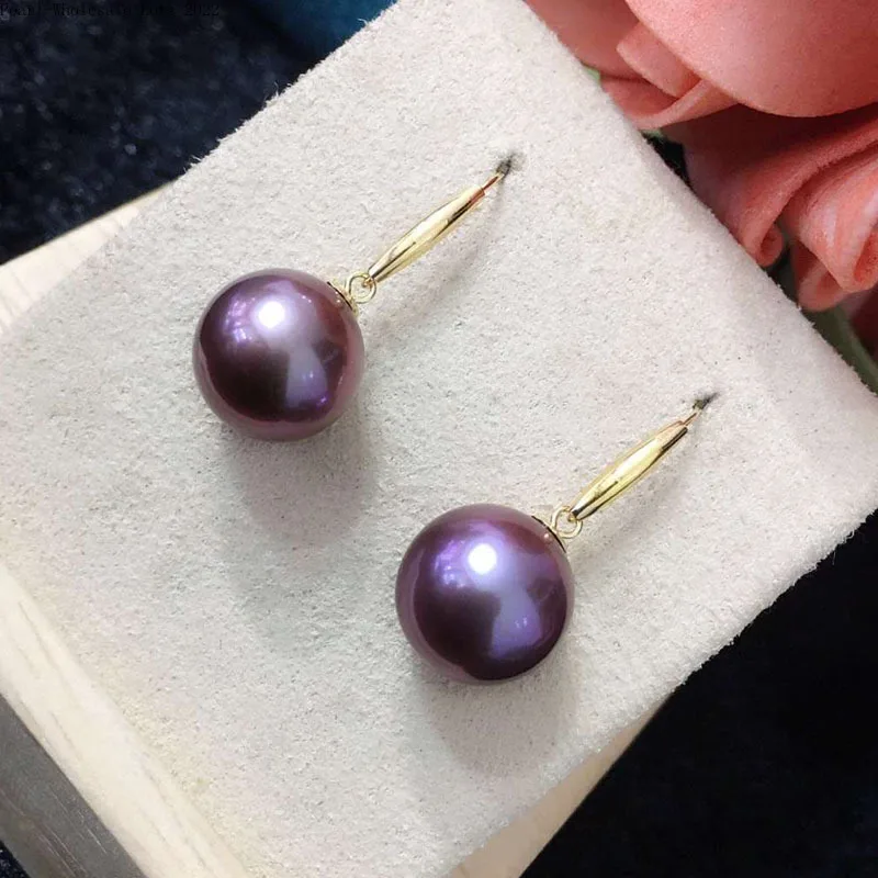 

Wedding Natural 10-11mm Pearl Earrings for Women,Fine Purple Pearl Earrings Mother Wife Gift