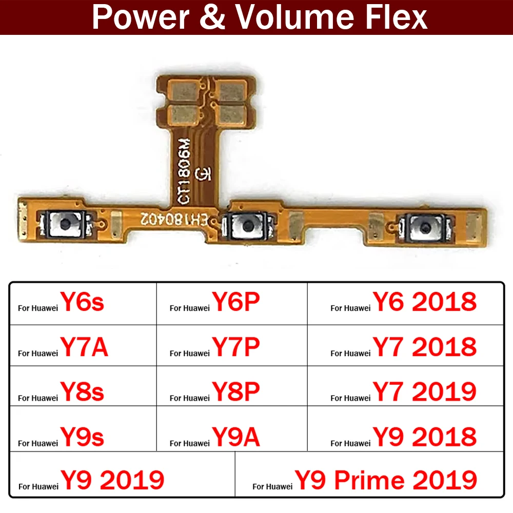 Przycisk włączania/wyłączania głośności Elastyczny kabel taśmowy do Huawei Y6 Y7 Y9 Prime 2017 2018 2019 Y6s Y6P Y7A Y7P Y8S Y8P Y9S Y9A