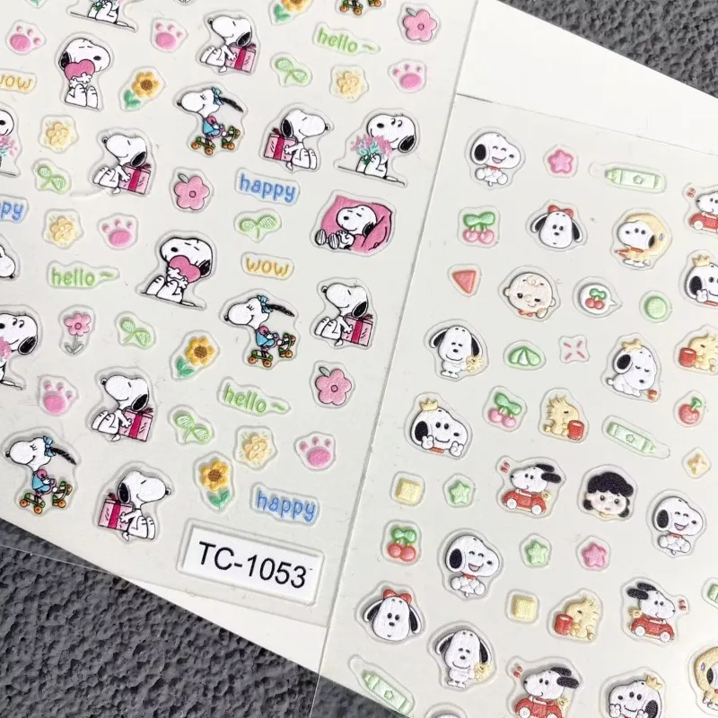 Snoopy cartoon cute peripheral nail art stickers for girls with high appearance and two-dimensional DIY nail decoration stickers