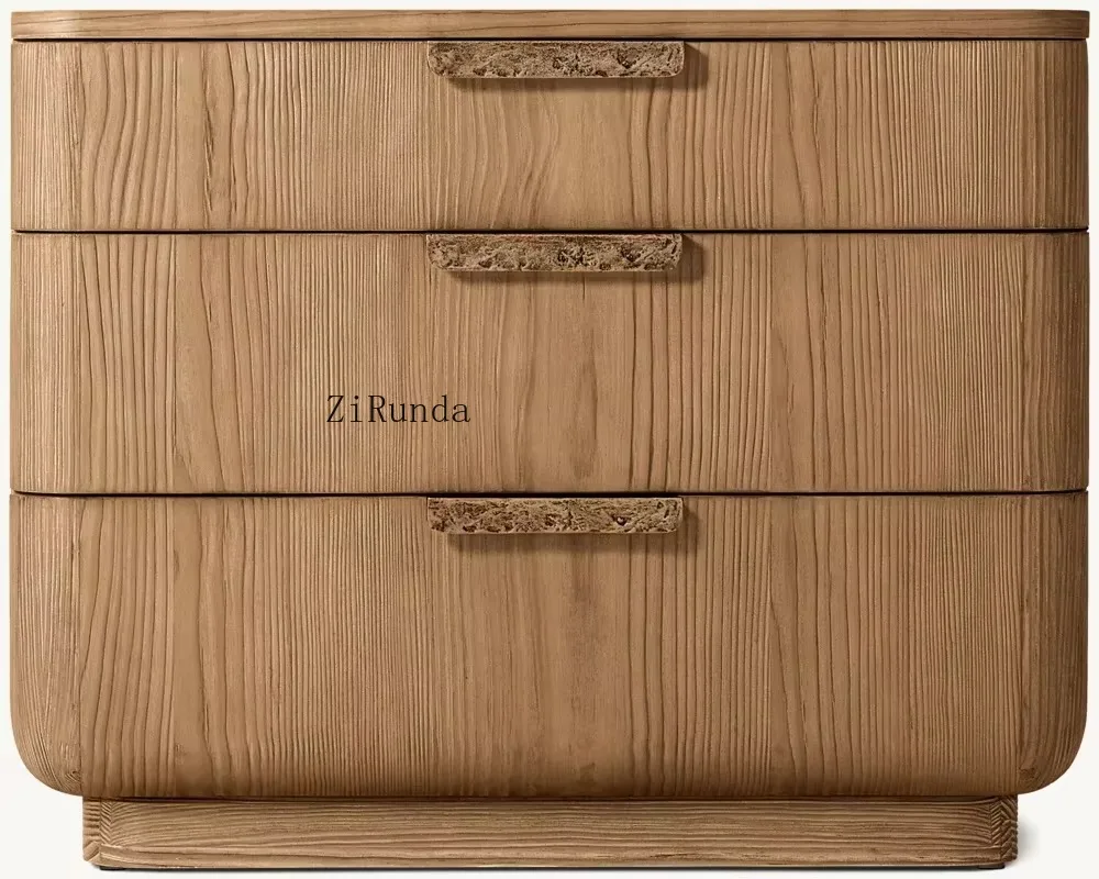 R retro style three-drawer bedside table, luxury French bedside table, home furniture, exquisite apartment locker