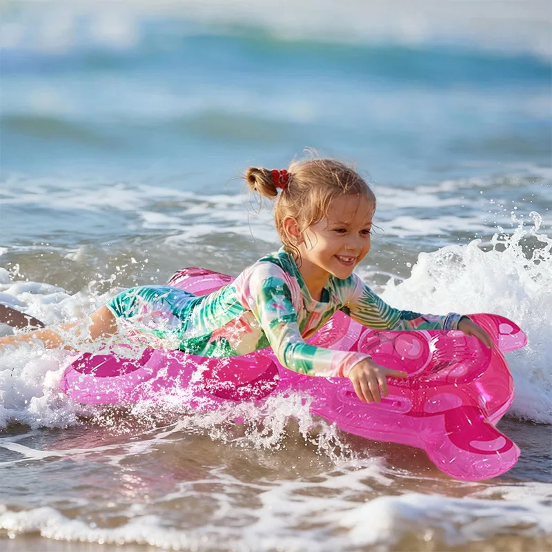 New summer Jelly Bear Transparent Inflatable Surf Board,Thickened PVC Portable Floating Board for Kid Marine Beach Entertainment