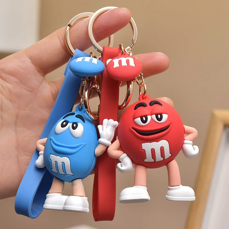 Cartoon Resin Chocolate Beans Keychain Resin Doll Couple Key Chain For Men's Women's Jewelry Bag Pendant Lovely Keychain 2024